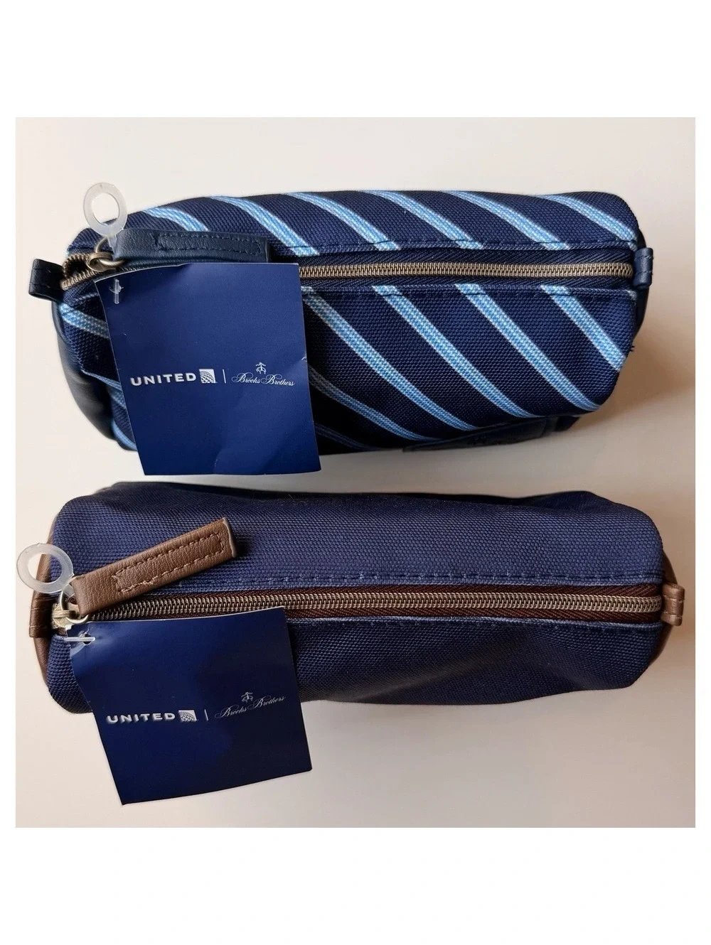 *2* United Airlines Brooks Brothers Amenity Travel Kit Blue Stripe 2026 Sealed